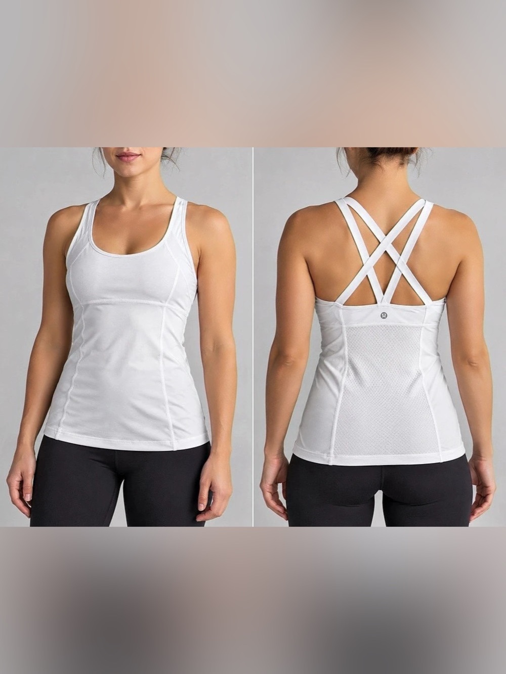 Lululemon Mix & Mesh Tank White Crisscross Back